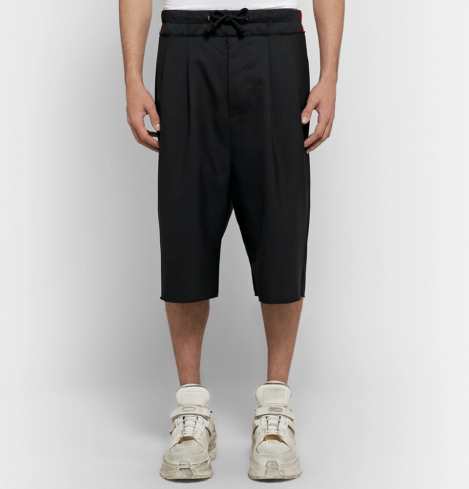 Maison Margiela - Wide-Leg Pleated Virgin Wool Drawstring Shorts