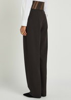 Alaïa Panelled Belted Wool Trousers Dark Brown