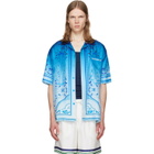 Casablanca Blue Egyptian Rug Camp Collar Short Sleeve Shirt