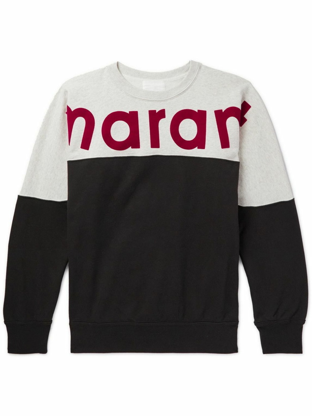Photo: Isabel Marant - Sporty Logo-Flocked Colour-Block Cotton-Jersey Sweatshirt - Black