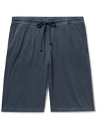 JAMES PERSE - Mélange Loopback Cotton-Jersey Drawstring Shorts - Blue - 1