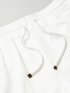 Brunello Cucinelli - Straight-Leg Cotton-Blend Jersey Drawstring Shorts - White