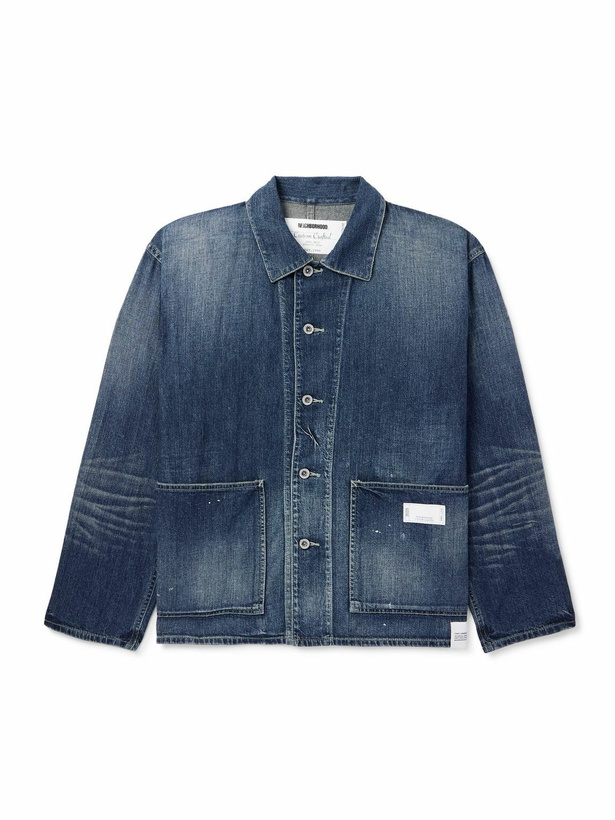 Photo: Neighborhood - Logo-Appliquéd Denim Overshirt - Blue