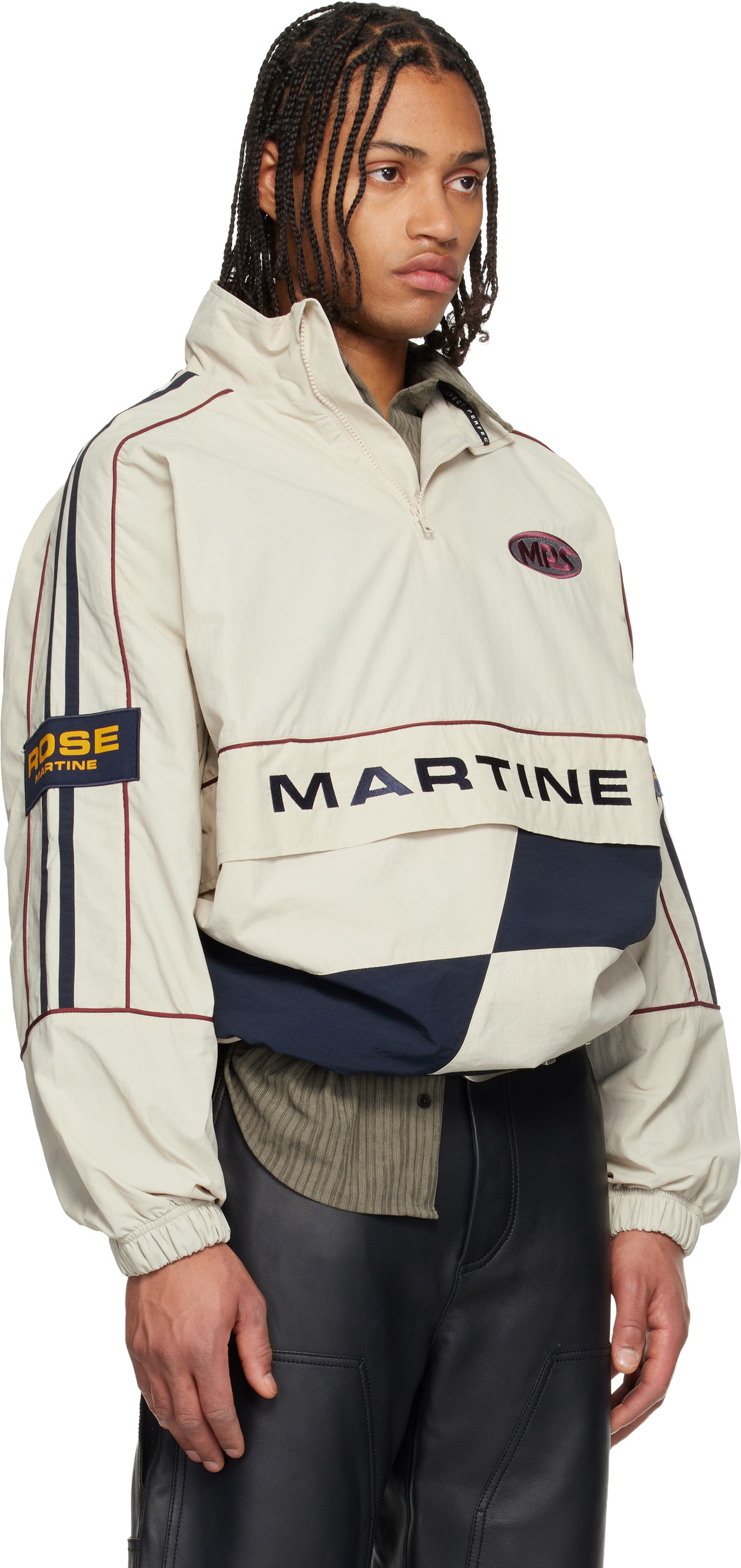Martine Rose Beige & Navy Hockey Track Jacket