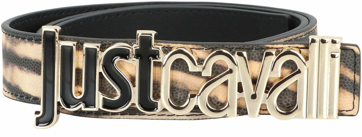 Just Cavalli Jc Patent Leather Belt Printed Leather Belt