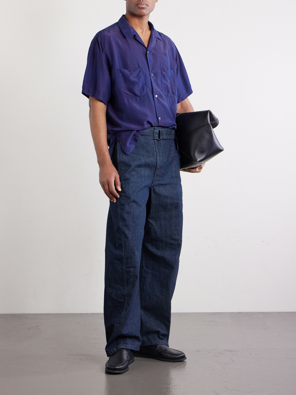 Blue Blue Japan - Convertible-Collar Indigo-Dyed Silk-Habotai Shirt - Blue