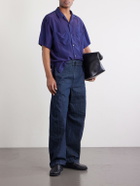 Blue Blue Japan - Convertible-Collar Indigo-Dyed Silk-Habotai Shirt - Blue