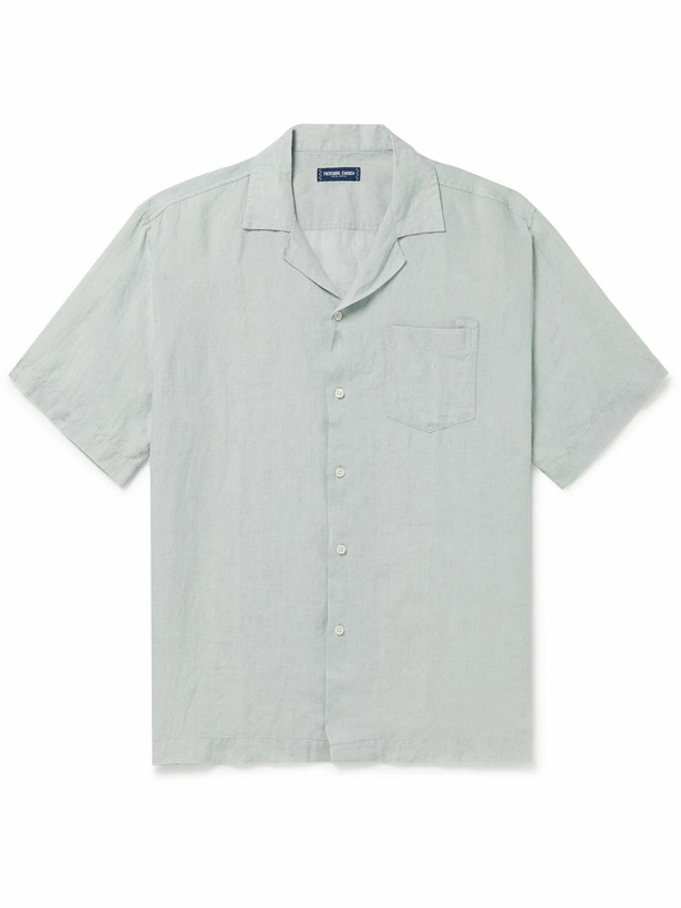 Photo: Frescobol Carioca - Angelo Camp-Collar Linen Shirt - Green