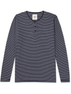 Hemen Biarritz - Niko Slim-Fit Striped Organic Cotton-Jersey Henley T-Shirt - Blue