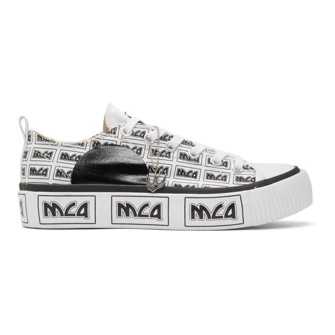 Photo: McQ Alexander McQueen White All Over Metal Logo Plimsoll Platform Low-Top Sneakers