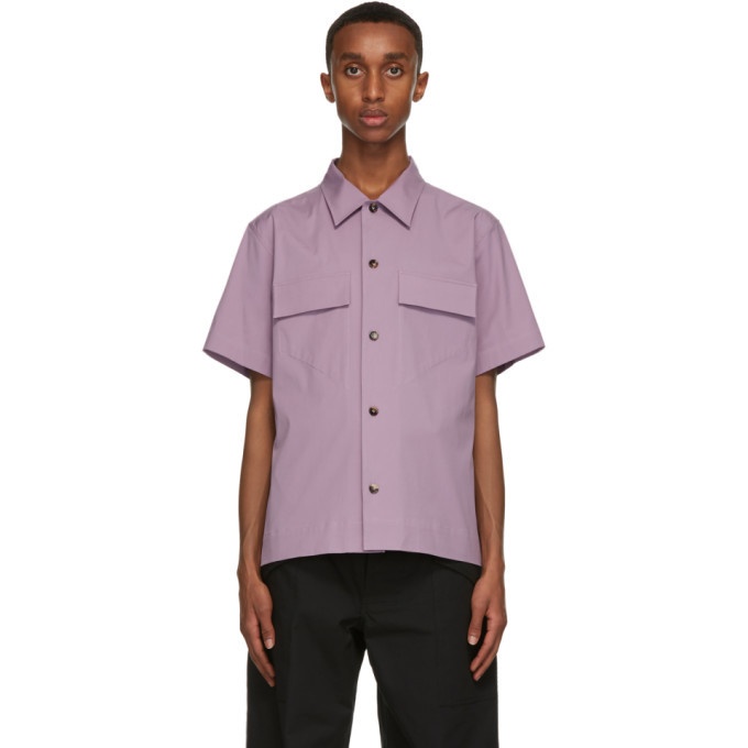 Photo: Bottega Veneta Purple Cotton Poplin Short Sleeve Shirt