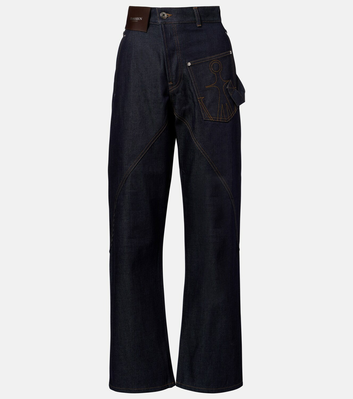 JW Anderson Embroidered high-rise straight jeans