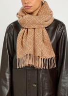 Tory Burch Logo-monogrammed Wool and Cashmere-blend Scarf - Camel - One Size