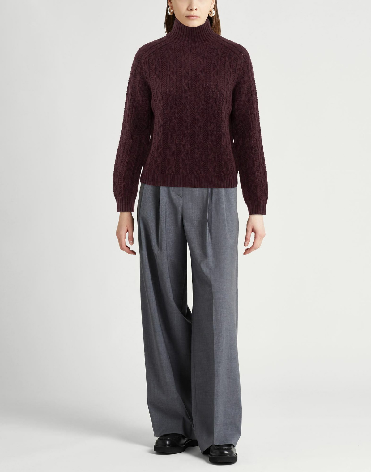 Agnona Womens Turtleneck Burgundy