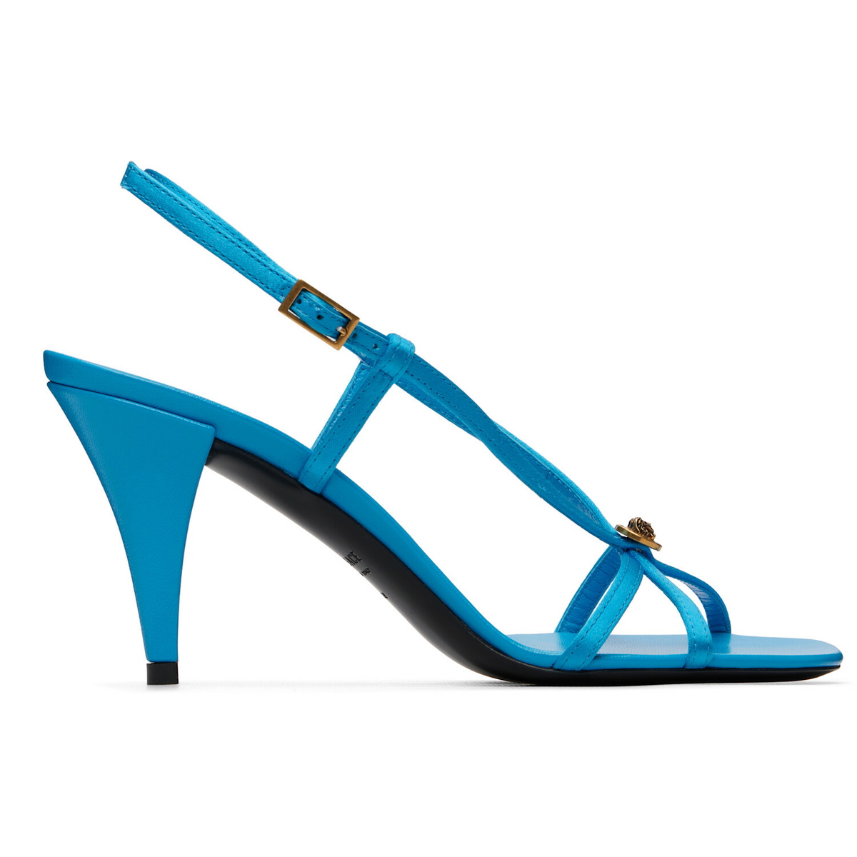 Versace Blue Valentina Satin Heeled Sandals