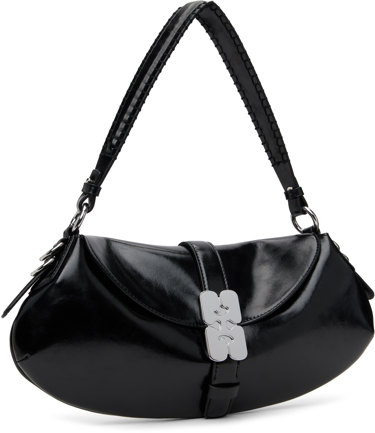 GANNI Black Kat Baguette Bag