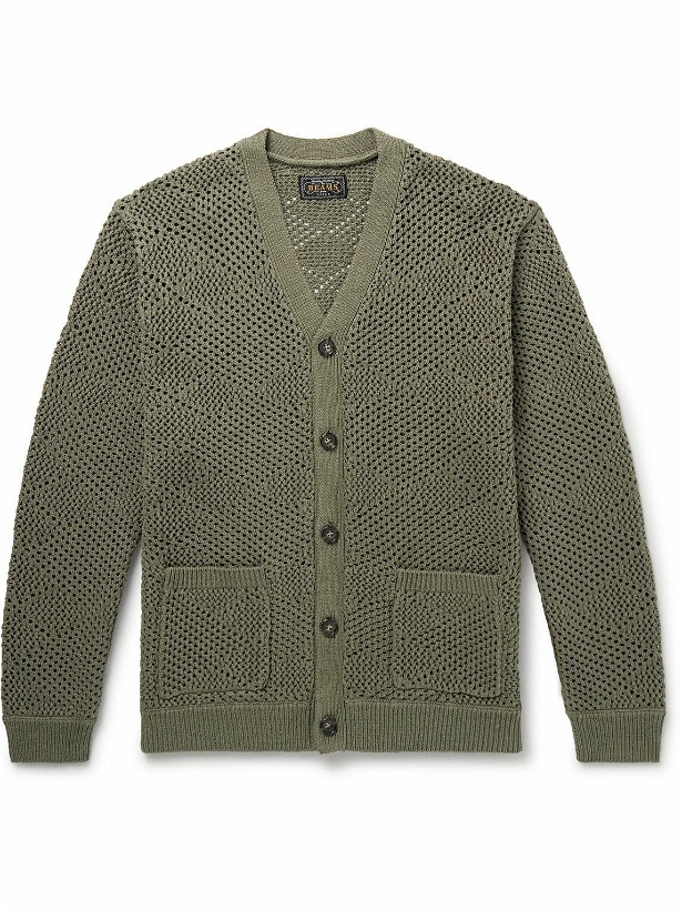 Photo: Beams Plus - Argyle Open-Knit Cotton and Linen-Blend Cardigan - Green