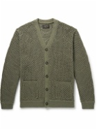 Beams Plus - Argyle Open-Knit Cotton and Linen-Blend Cardigan - Green