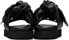 Toga Pulla Black Leather Flat Sandals
