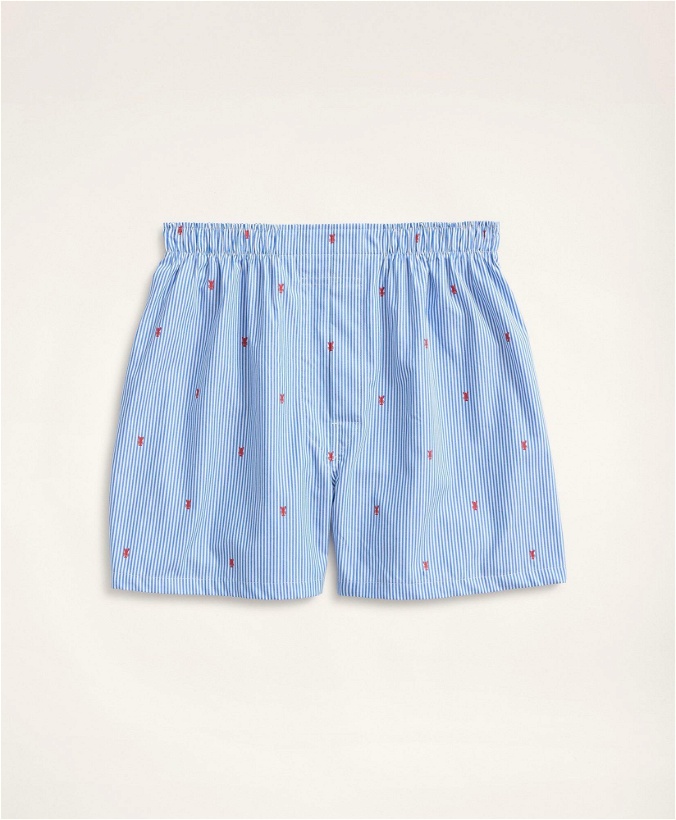 Photo: Brooks Brothers Men's Lobster Striped Boxers | Blue