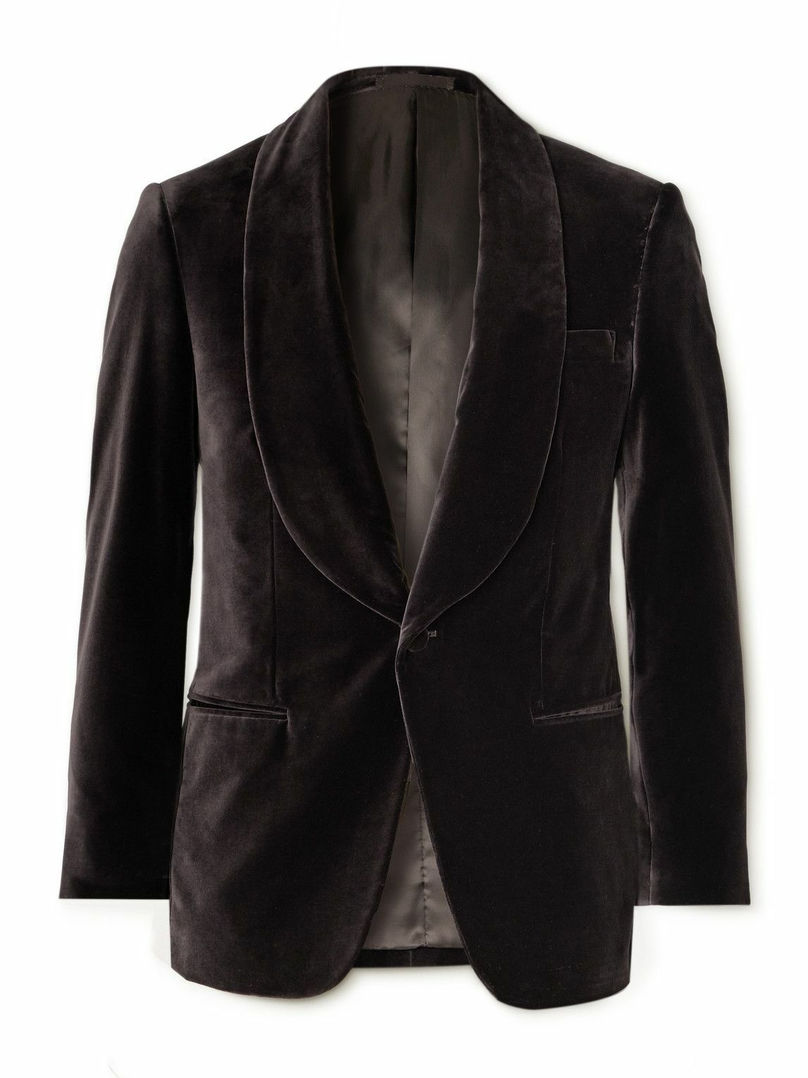 Photo: Kingsman - Shawl-Collar Cotton-Velvet Tuxedo Jacket - Black