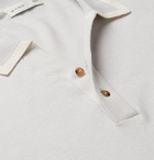 Etro - Contrast-Tipped Cotton and Cashmere-Blend Polo Shirt - Gray