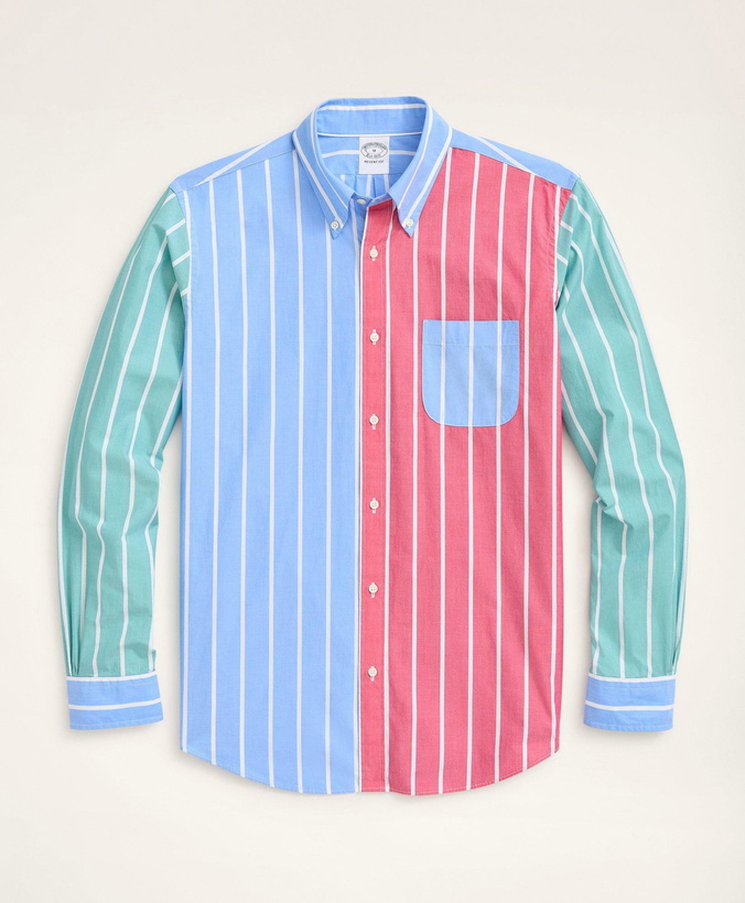 Photo: Brooks Brothers Men's Regent Regular-Fit Original Broadcloth Sport Shirt, Fun Bold Stripe