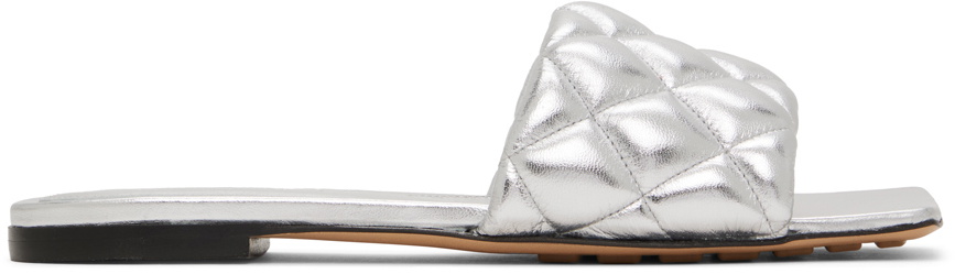 Bottega Veneta Silver Padded Flat Sandals Bottega Veneta