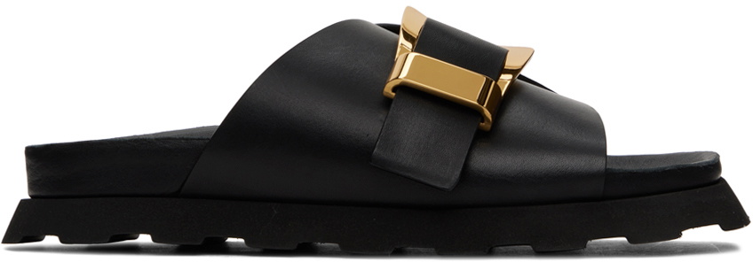 Proenza Schouler Black Buckle Slides