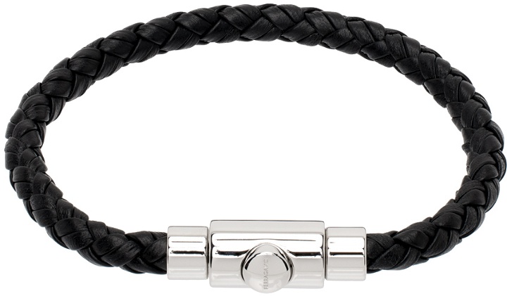 Photo: Ferragamo Black Braided Leather Bracelet