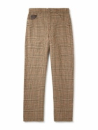 LOEWE - Leather-Trimmed Prince of Wales Checked Wool Trousers - Neutrals