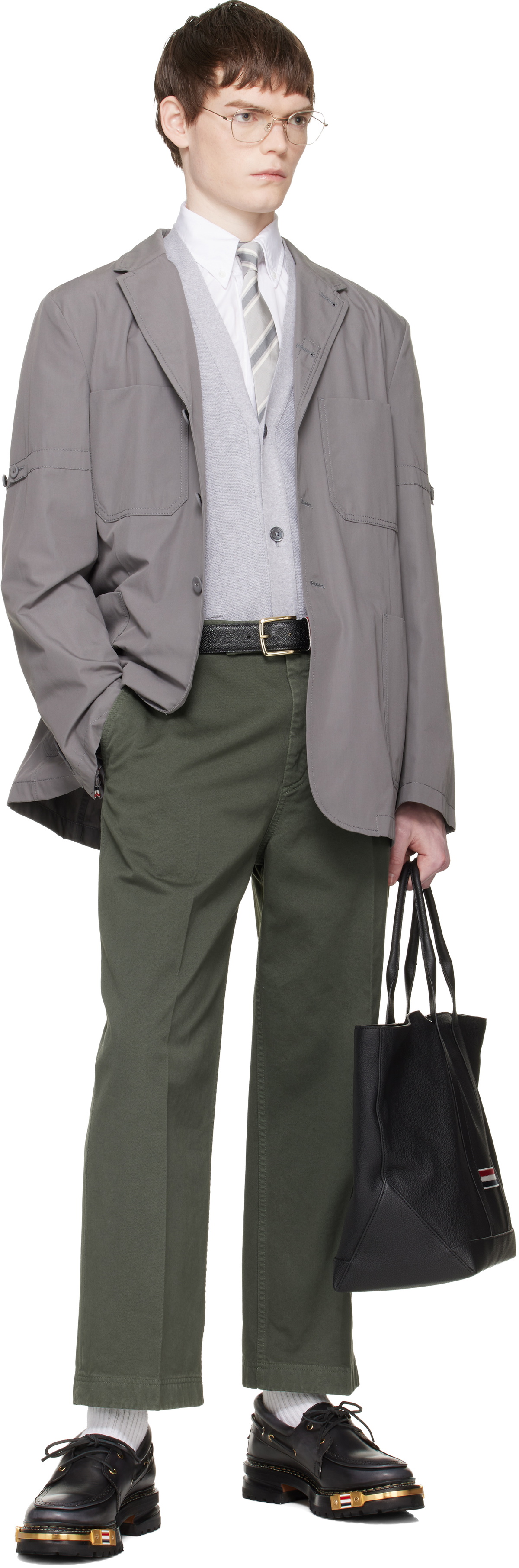 Thom Browne Gray Cotton Suiting Armband Unconstructed Blazer