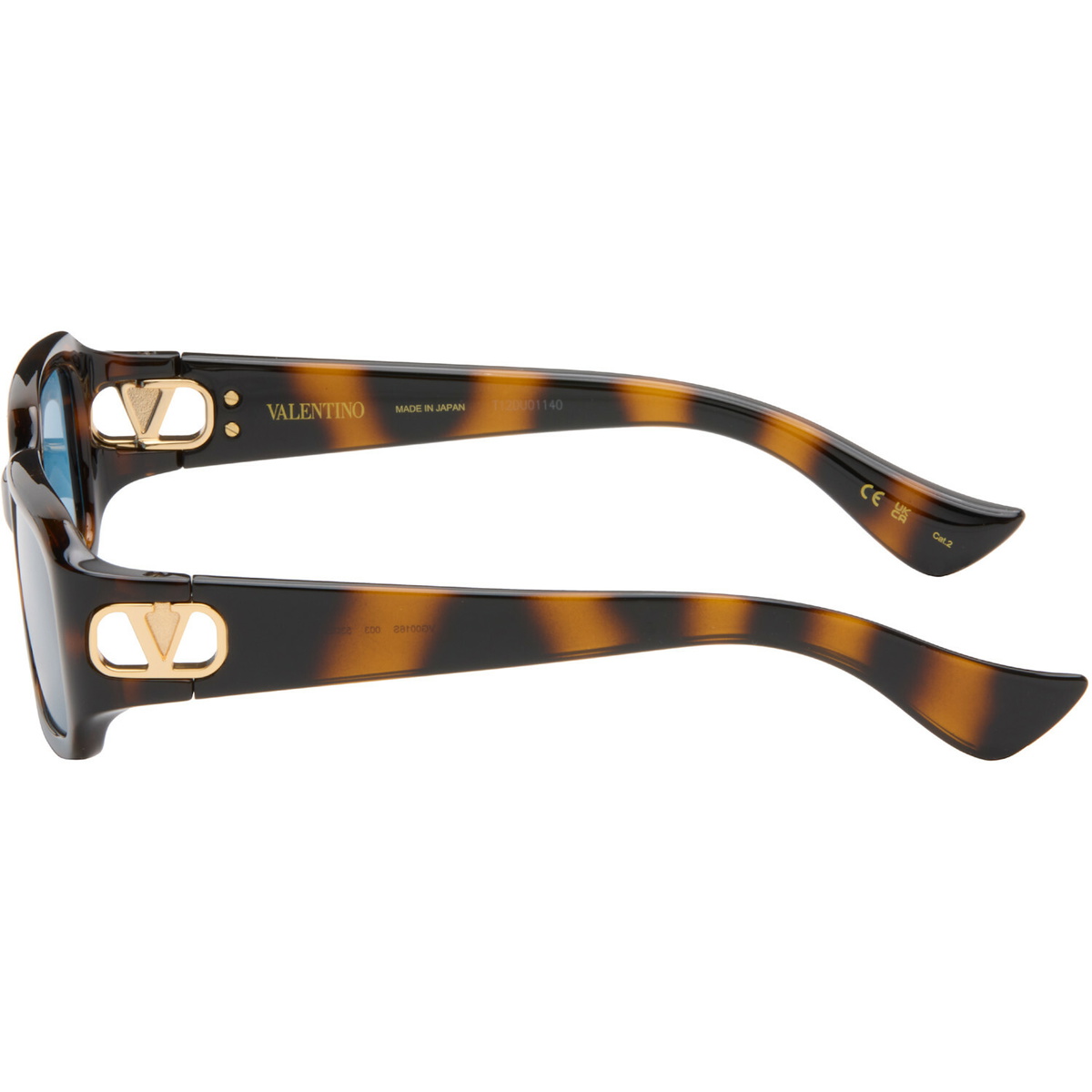 Valentino Brown Rectangular Acetate Sunglasses