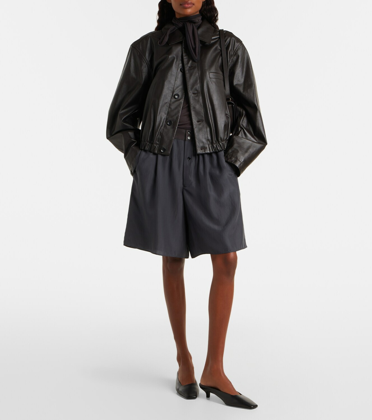 Lemaire High-rise silk pongee Bermuda shorts