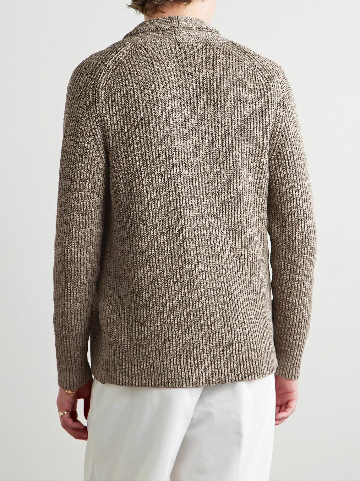 Boglioli - Shawl-Collar Ribbed Cotton Cardigan - Brown