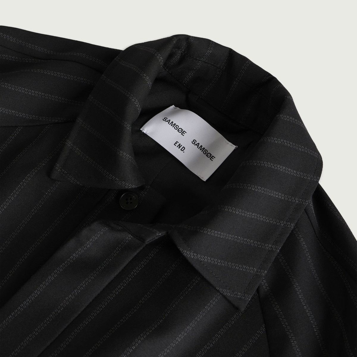 END. x Samsøe Samsøe Men's Saarvo Overshirt in Black Pinstripe