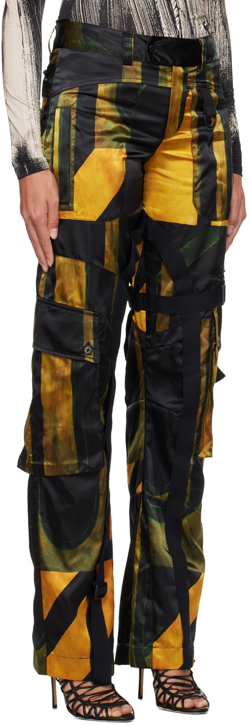Louisa Ballou Black Printed Cargo Pants