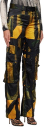 Louisa Ballou Black Printed Cargo Pants