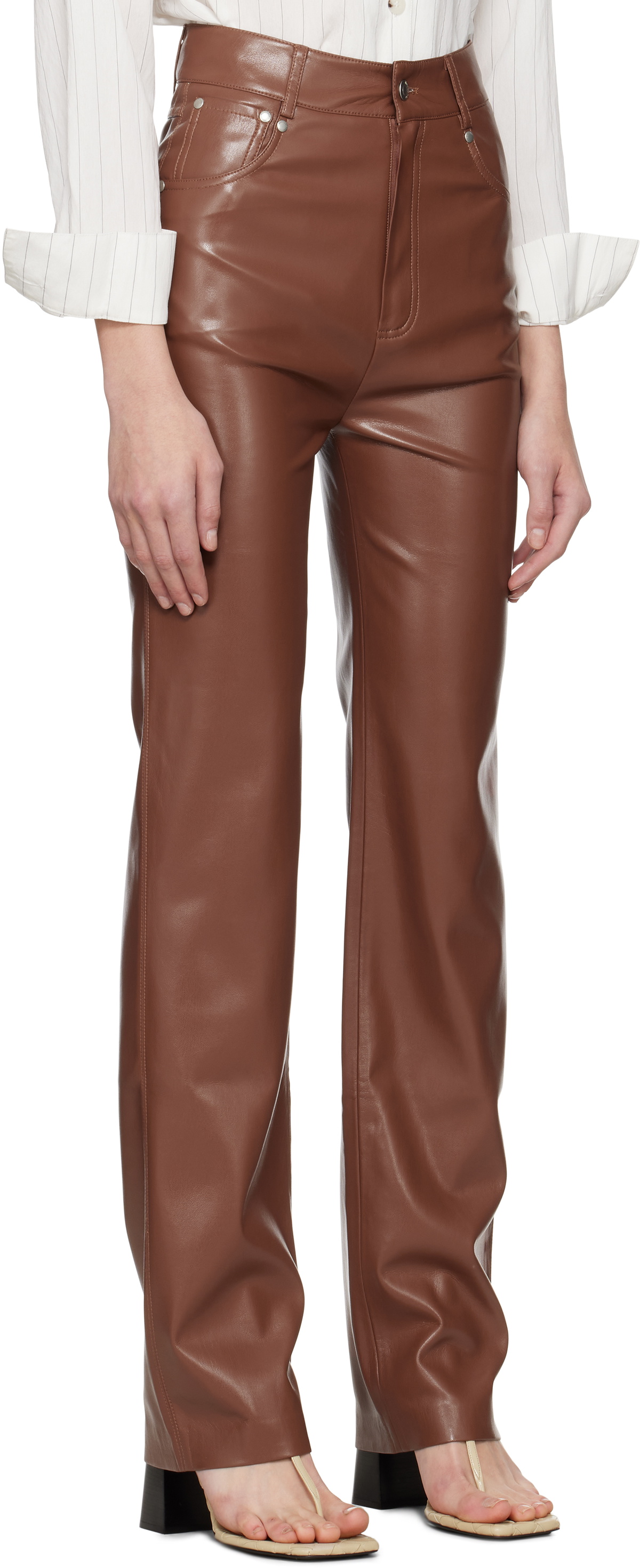 Nanushka Brown Jacoba Vegan Leather Pants