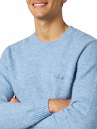 MC2 Saint Barth Man Light Blue Stretch Wool Sweater With St. Barth Embroidery