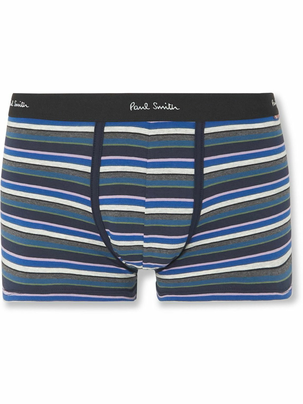 Photo: Paul Smith - Striped Stretch-Cotton Boxer Briefs - Blue