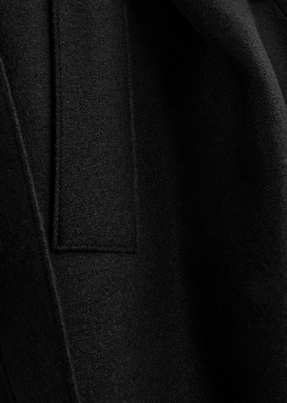 Harris Wharf London Belted Wool Trench Coat Black