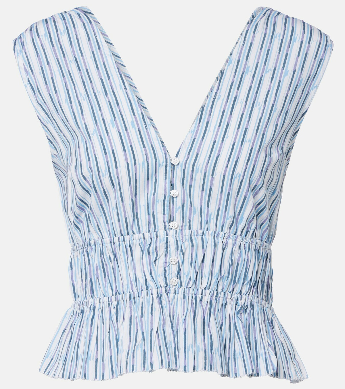 Velvet Verena striped cotton-blend top