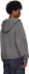 RICE NINE TEN Gray Hand Knitted Zip Hoodie