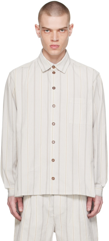 Photo: XENIA TELUNTS White & Blue Stripe Daily Shirt