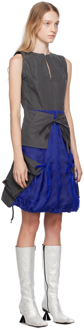 Paula Canovas Del Vas Gray & Blue Deconstructed Minidress