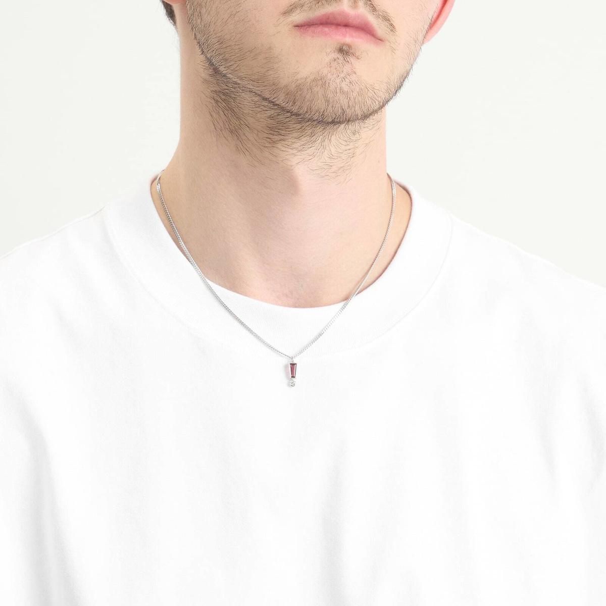 Miansai Men's Exclamation Point Pendant Necklace in Garnet/White