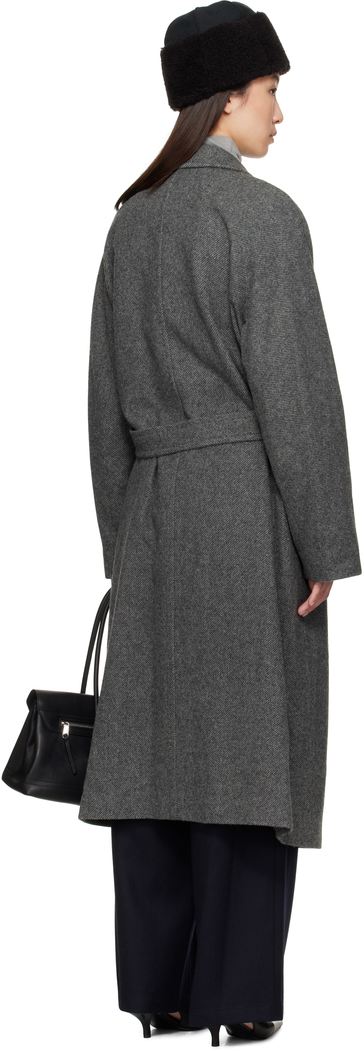LE17SEPTEMBRE Gray Double-Breasted Belted Coat