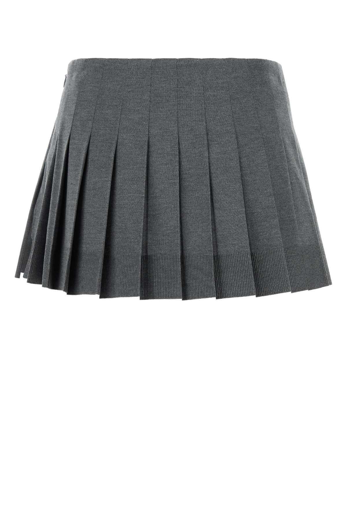 ミニスカート MiuMiu Dark grey silk blend mini skirt Miu Miu Dark Grey Silk Blend Mini Skirt Miu Miu