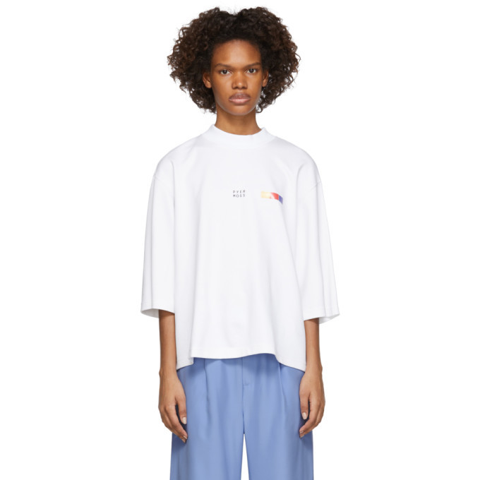 Photo: Pyer Moss White Cropped Classic Logo Mock Neck T-Shirt